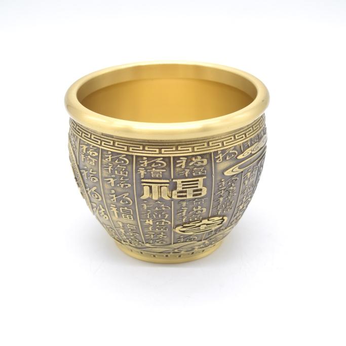 銅杯 水盃 銅製置物 百福 器 風水インテリア 大 10cm : 横浜中華街龍