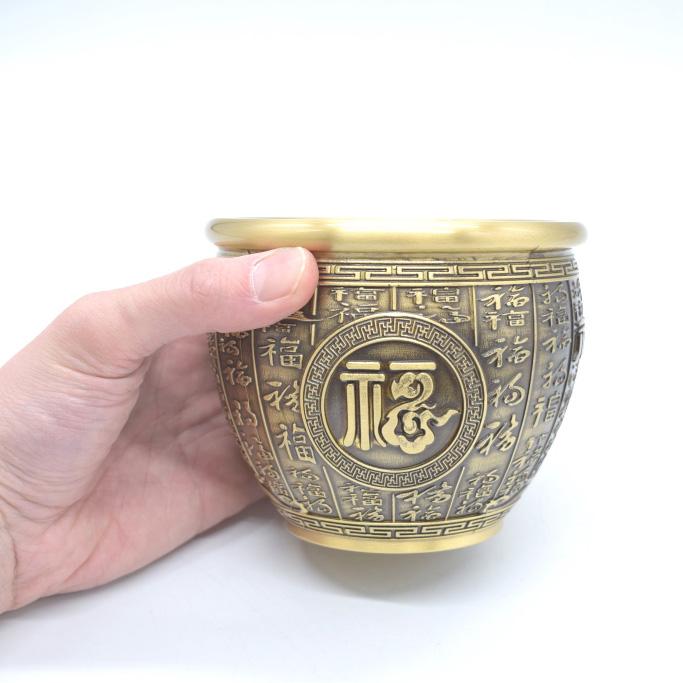 銅杯 水盃 銅製置物 百福 器 風水インテリア 大 10cm : 横浜中華街龍