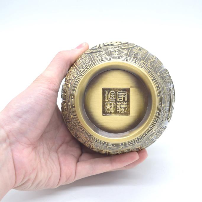 銅杯 水盃 銅製置物 百福 器 風水インテリア 大 10cm : 横浜中華街龍