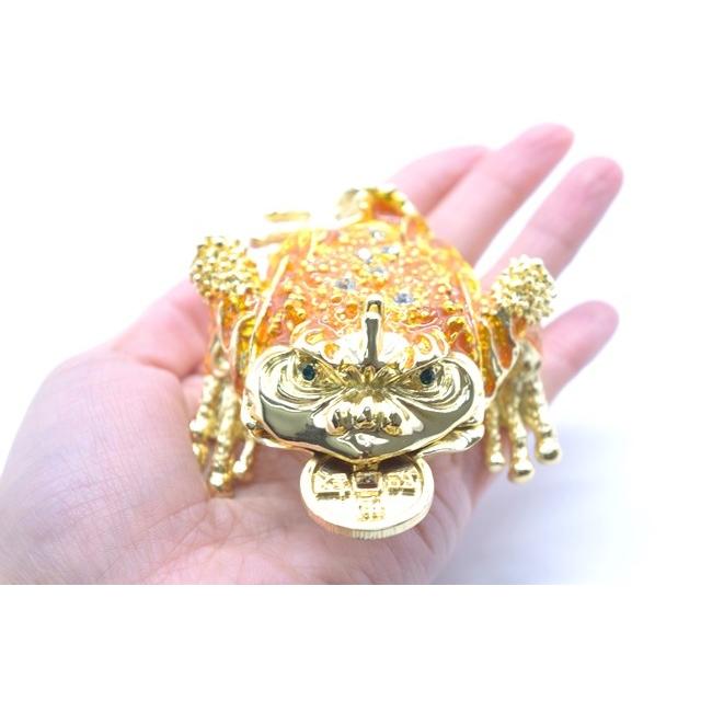 三脚蟾蜍 三本足 カエル 置物 七宝焼き 黄色 5cm | 