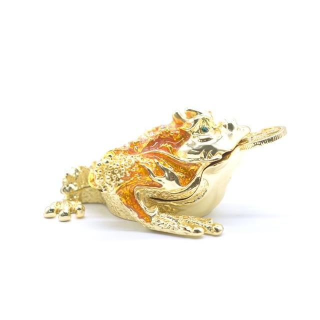 三脚蟾蜍 三本足 カエル 置物 七宝焼き 黄色 5cm |  | 01