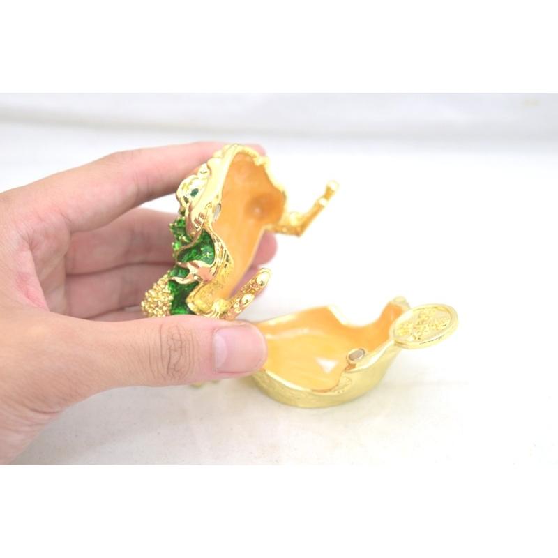 三脚蟾蜍 三本足 カエル 置物 七宝焼き 緑 5cm |  | 03