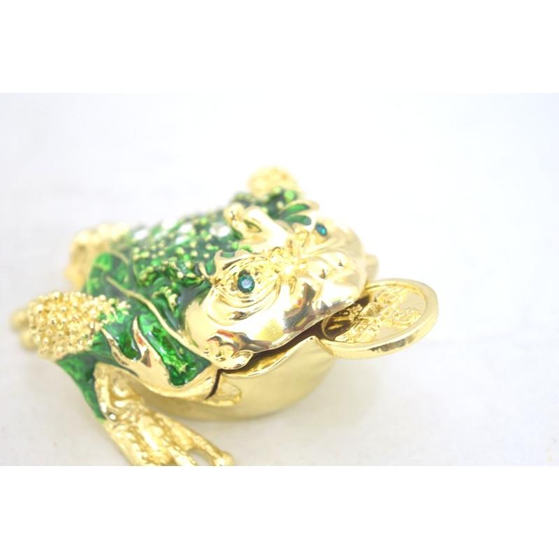 三脚蟾蜍 三本足 カエル 置物 七宝焼き 緑 5cm : 横浜中華街龍 - 通販