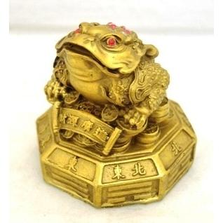 三脚蟾蜍 三本足 カエル 置物 銅製 9cm 八卦台座 : 横浜中華街龍