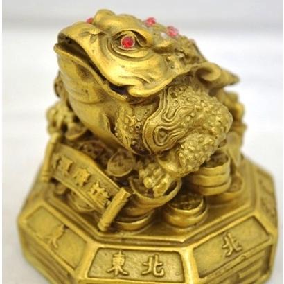 三脚蟾蜍 三本足 カエル 置物 銅製 9cm 八卦台座 : 横浜中華街龍