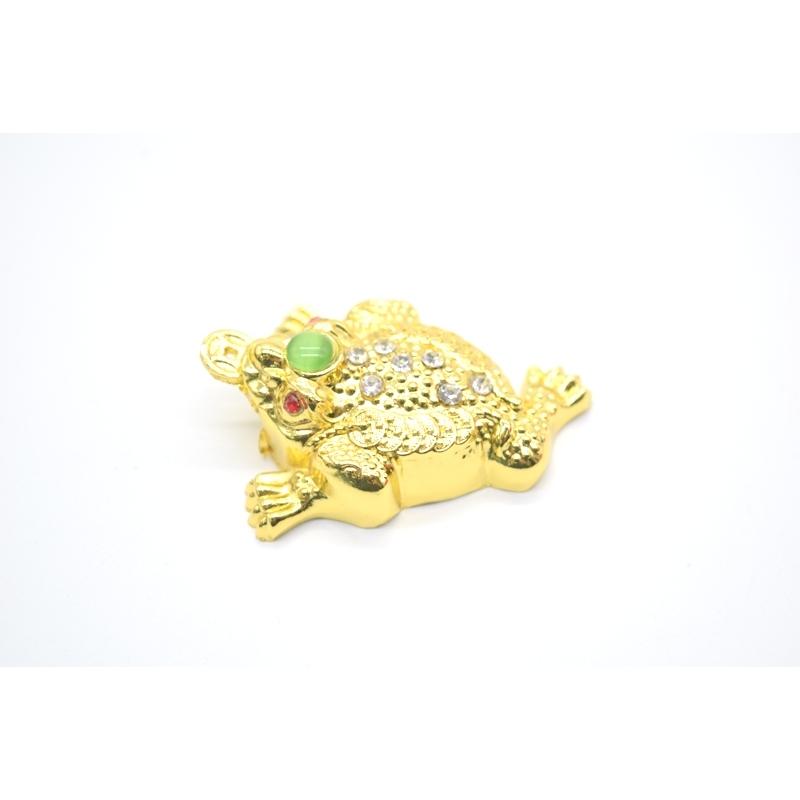 メール便OK】三脚蟾蜍 三本足 カエル 置物 金属製 4cm メッキ加工 金色