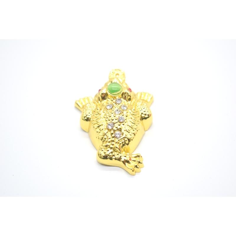 【メール便OK】三脚蟾蜍 三本足 カエル 置物 金属製 4cm メッキ加工 金色 |  | 02