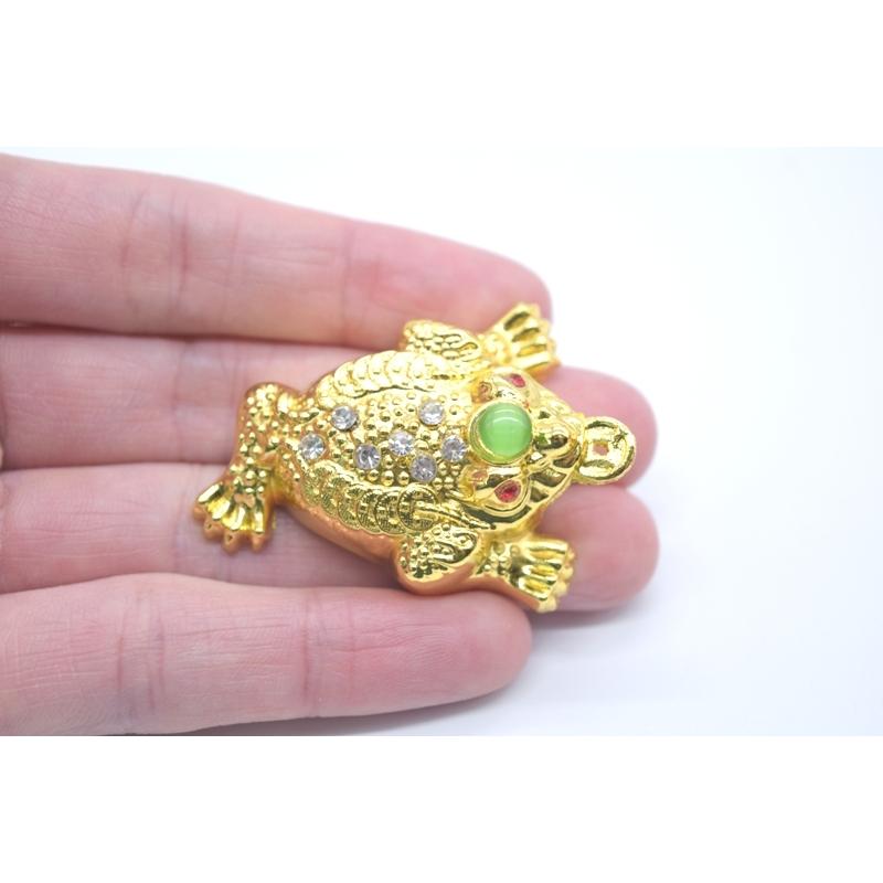【メール便OK】三脚蟾蜍 三本足 カエル 置物 金属製 4cm メッキ加工 金色 |  | 05