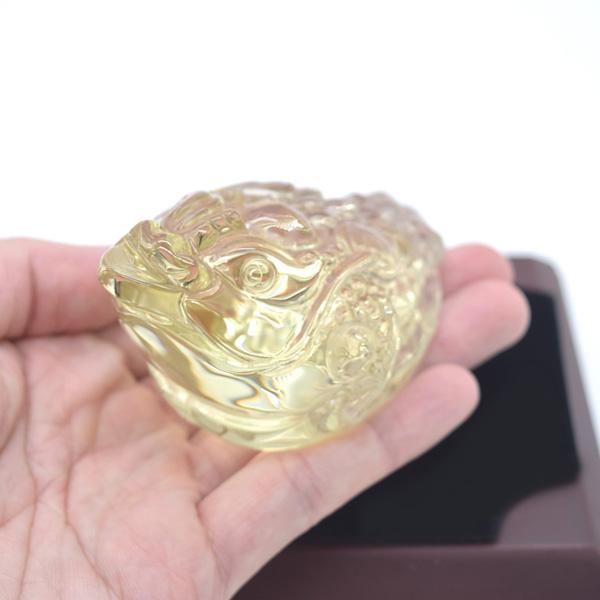 三脚蟾蜍 三本足 カエル 置物 シトリン 9cm 天然石製 Lサイズ 黄水晶 三本脚の蛙 |  | 07