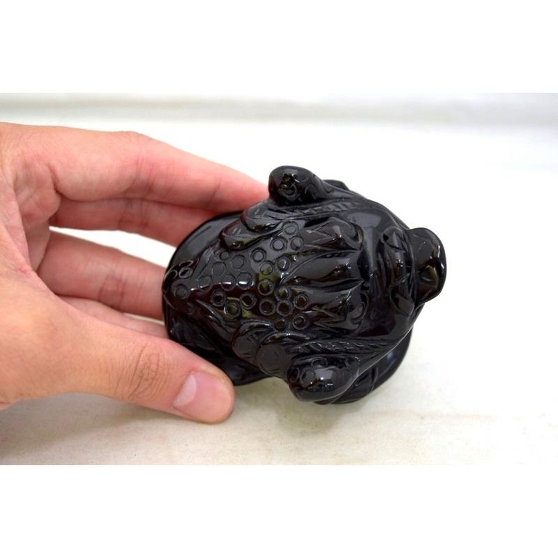 三脚蟾蜍 さんきゃくせんじょ 三本脚の蛙 天然石製置物 オニキス 中 |  | 05