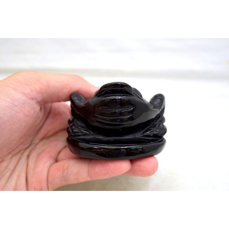 三脚蟾蜍 さんきゃくせんじょ 三本脚の蛙 天然石製置物 オニキス 中 |  | 06