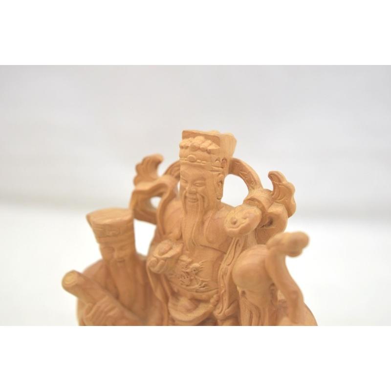 福禄寿講堂 木製置物 木彫り 幸福 財産 長寿 元宝 瓢箪 10cm : 横浜