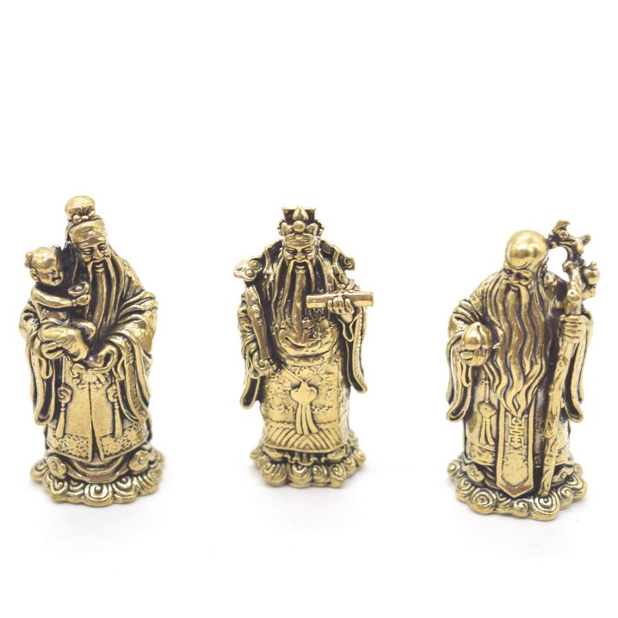 【メール便OK】 福禄寿 置物 金属製 アジアの神様 三体セット 5.5cm | 