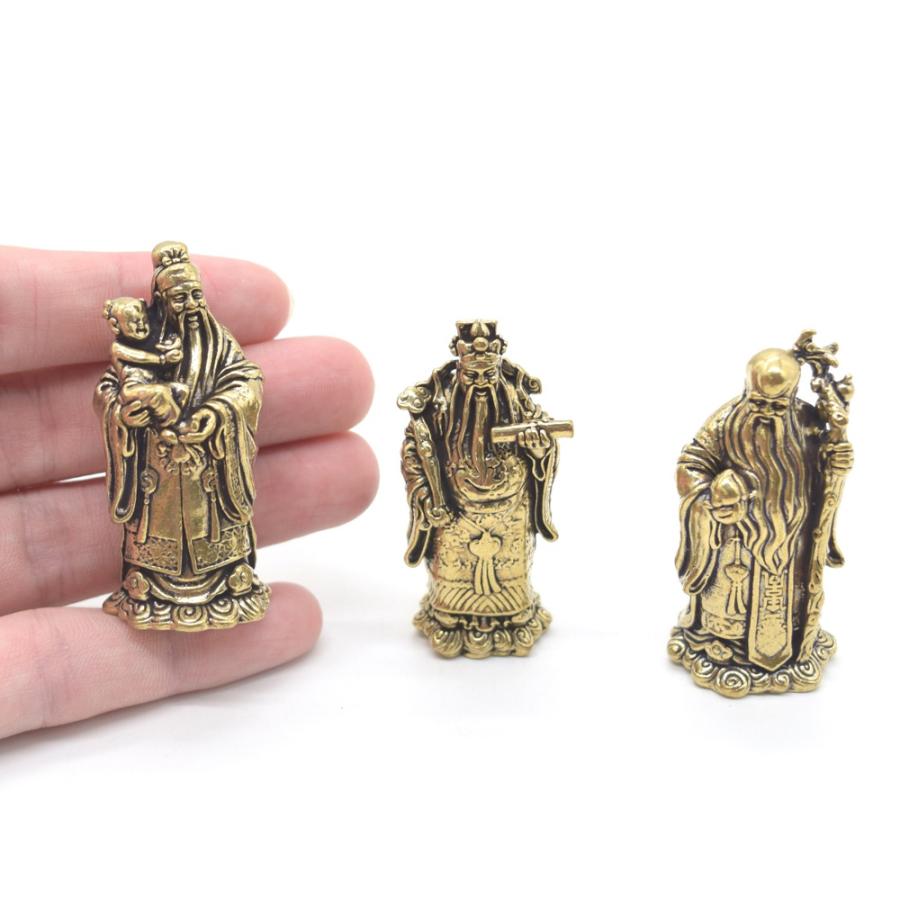 【メール便OK】 福禄寿 置物 金属製 アジアの神様 三体セット 5.5cm |  | 04