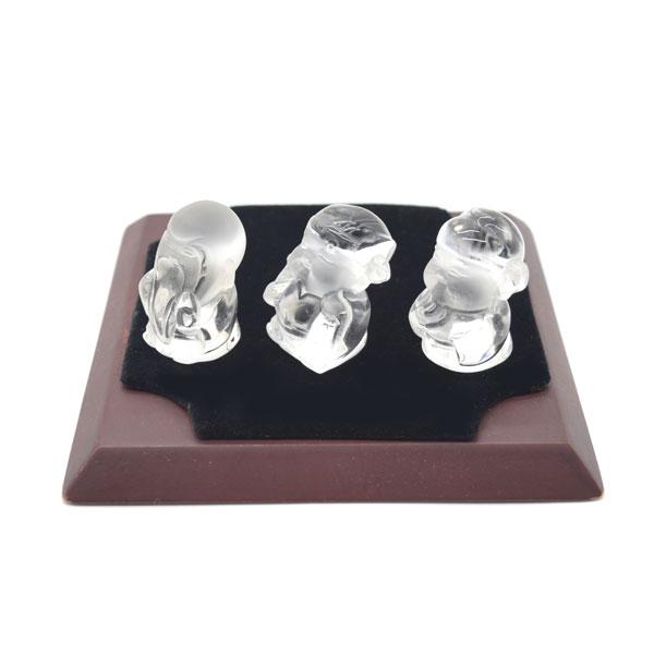 天然石 水晶 福禄寿置物 3体セット 福禄寿 置物 水晶 天然石製 彫刻 3.5cm アジアの神様 三体セット ミニ