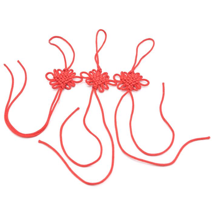 メール便OK】中国結び 赤色 三本セット 玉房結 紐飾り ストラップ