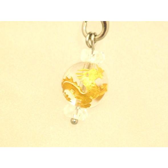 水晶龍 ドラゴン 金彫り 3色タイガーアイ 虎目石 天然石ストラップ |  | 01