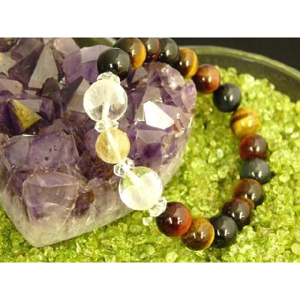 3色タイガーアイ 招き猫つき 虎目石 天然石ブレスレット パワーストーン |  | 02