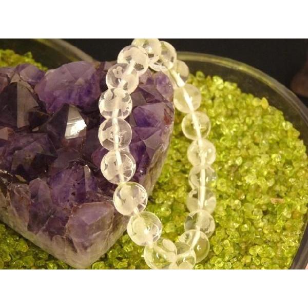 ダブルハート＆天使の矢彫り水晶【愛が叶う☆】水晶パワーストーンブレスレット　10mm　 |  | 02