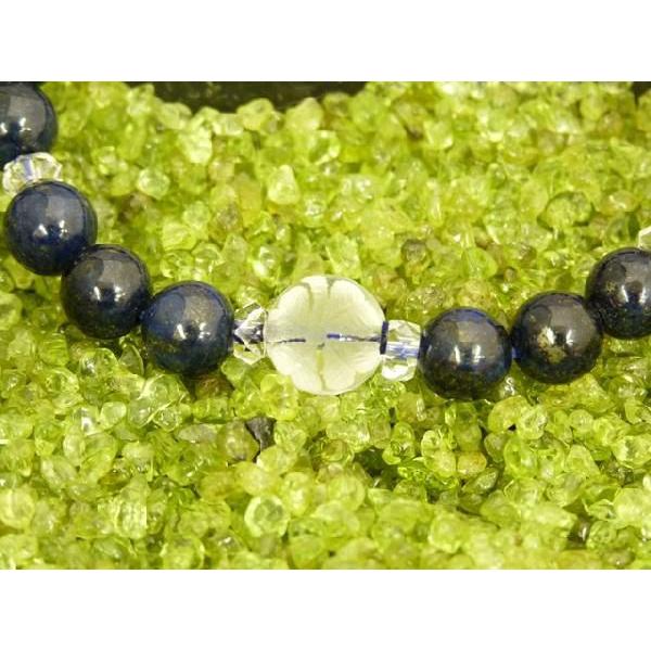 四葉のクローバー彫り水晶【幸運を呼ぶ】ラピスラズリパワーストーンブレスレット　8mm　 |  | 01