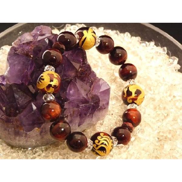 四神ブレス パワーストーン 金彫赤虎目石 12mm | 