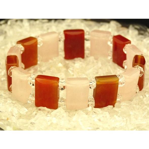 【恋愛運・仕事運UP!!】ローズクォーツ＆カーネリアン【多面カット】パワーストーン・ブレスレット |  | 01