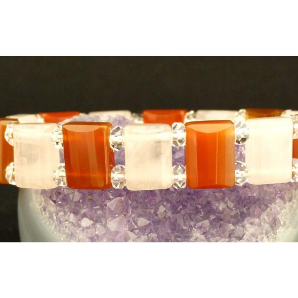 【恋愛運・仕事運UP!!】ローズクォーツ＆カーネリアン【多面カット】パワーストーン・ブレスレット |  | 03