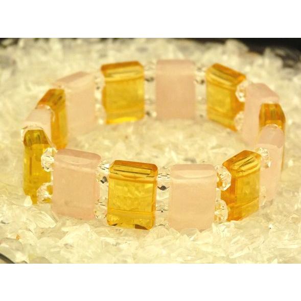 恋愛運・金運UP!!】ローズクォーツ＆シトリン【多面カット