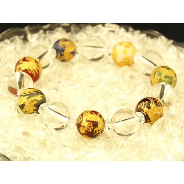 7匹の金彫り龍 ７つのパワーストーン パワーストーン 龍 ドラゴン ブレスレット |  | 01