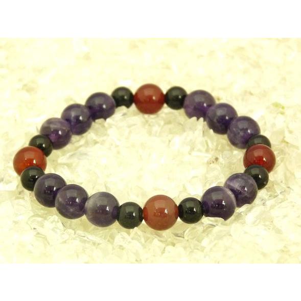 アメジスト オニキス 赤瑪瑙 紫水晶 パワーストーン 天然石ブレスレット 8ｍｍ玉 |  | 01