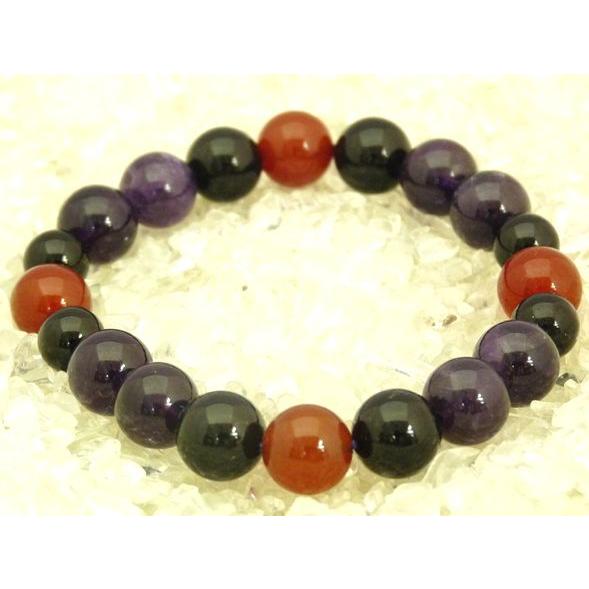 アメジスト オニキス 赤瑪瑙 紫水晶 パワーストーン 天然石ブレスレット 10ｍｍ玉 |  | 01
