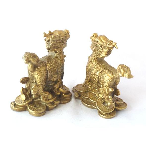 麒麟 置物 家庭円満 銅製 風水アイテム ペア 中 |  | 03