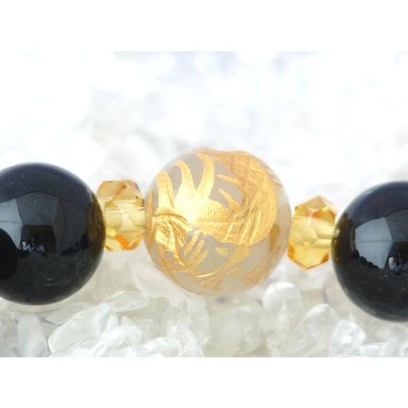 厄除け 開運 オニキス ムーンストーン ヘマタイト ブレス 金彫梵字 龍 12mm |  | 02