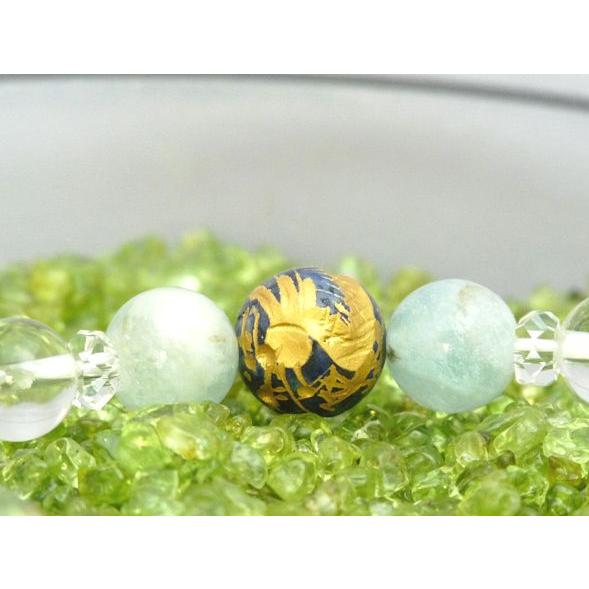 厄除け 幸福 ラピスラズリ アクアマリン 水晶 金彫り梵字 龍ブレス 8mm |  | 02