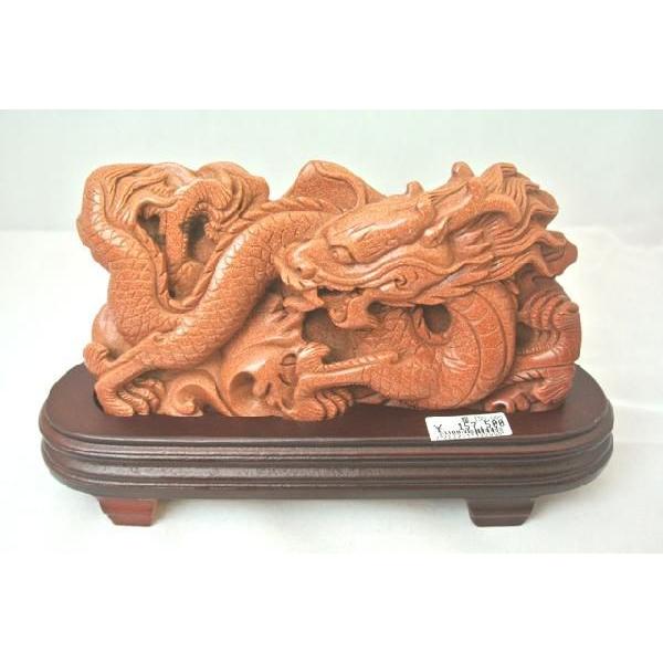 五本指皇帝龍 ゴールドストーン 台座付き 置物 風水インテリア 12cm | 