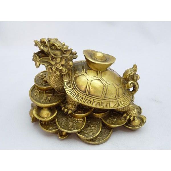 ドラゴンタートル 龍亀 ロングイ 銅製置物 仕事運 財運 元宝 古銭 10cm |  | 01