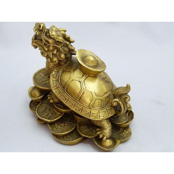 ドラゴンタートル 龍亀 ロングイ 銅製置物 仕事運 財運 元宝 古銭 10cm |  | 02