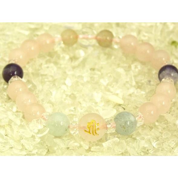 金彫り梵字 ローズクォーツ アクアマリン アメジスト ルチルクォーツ パワーストーン 天然石ブレスレット |  | 01