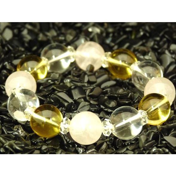 シトリン ローズクォーツ 水晶 黄水晶 紅水晶 パワーストーン 天然石ブレスレット 12mm玉 |  | 01