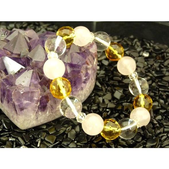 シトリン ローズクォーツ 水晶 黄水晶 紅水晶 パワーストーン 天然石ブレスレット 12mm玉 | 