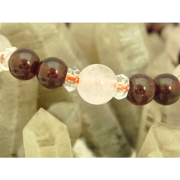 ガーネット ローズクォーツ パワーストーン 天然石ブレスレット 柘榴石 紅水晶 |  | 02