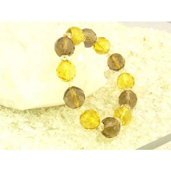 シトリン スモーキークォーツ 黄水晶 煙水晶 パワーストーン 天然石ブレスレット 12mm玉 | 