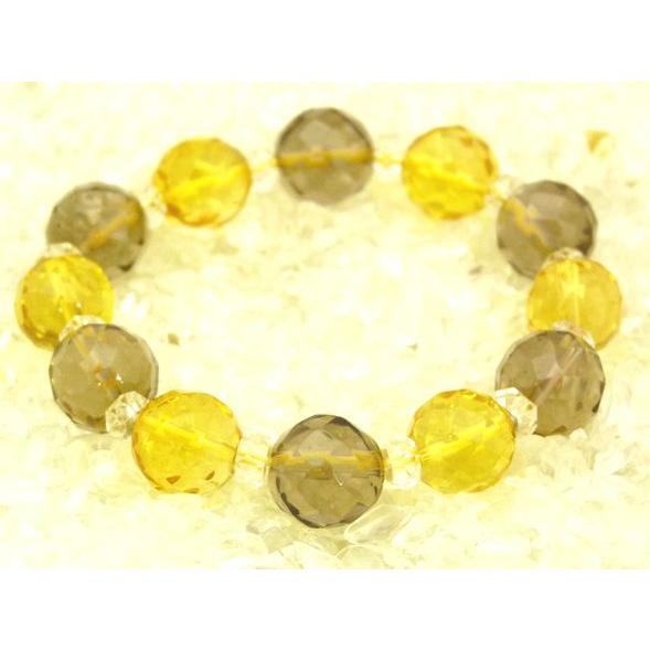 シトリン スモーキークォーツ 黄水晶 煙水晶 パワーストーン 天然石ブレスレット 12mm玉 |  | 01