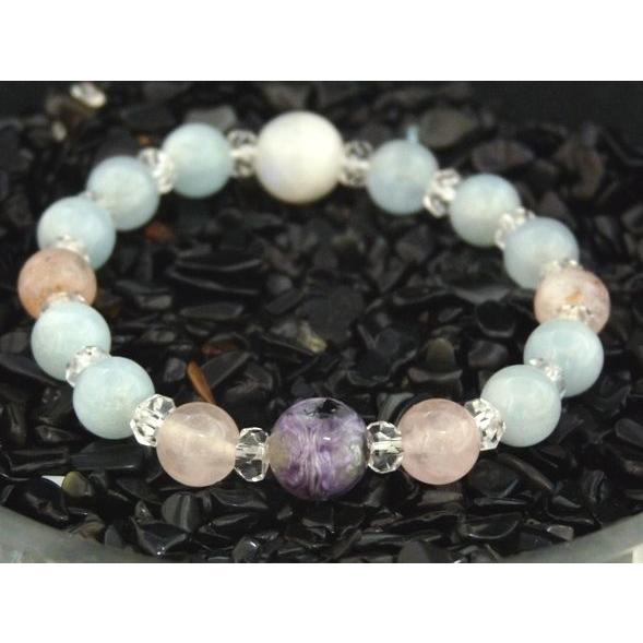 チャロアイト ストロベリークォーツ ムーンストーン アクアマリン パワーストーン 天然石ブレスレット |  | 01