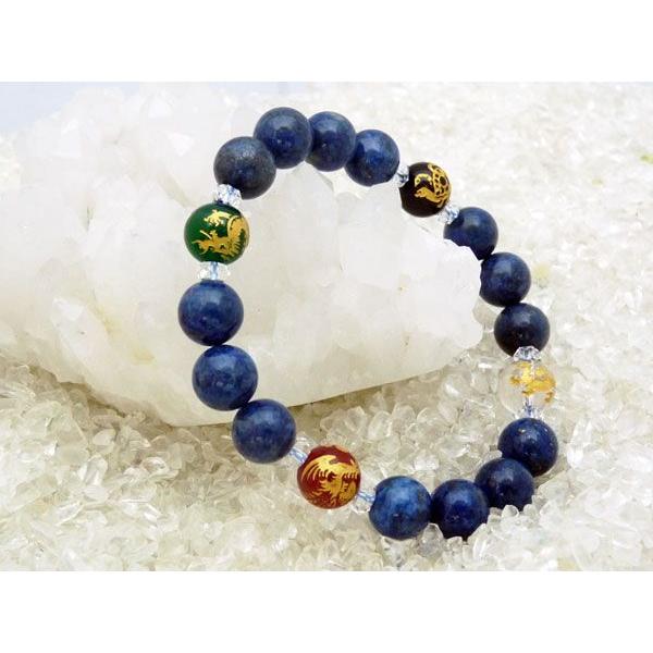 四神 赤 緑 メノウ オニキス 水晶 ラピスラズリ パワーストーンブレス 10mm | 