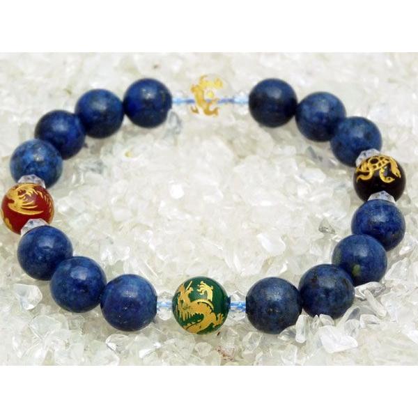 四神 赤 緑 メノウ オニキス 水晶 ラピスラズリ パワーストーンブレス 10mm |  | 01