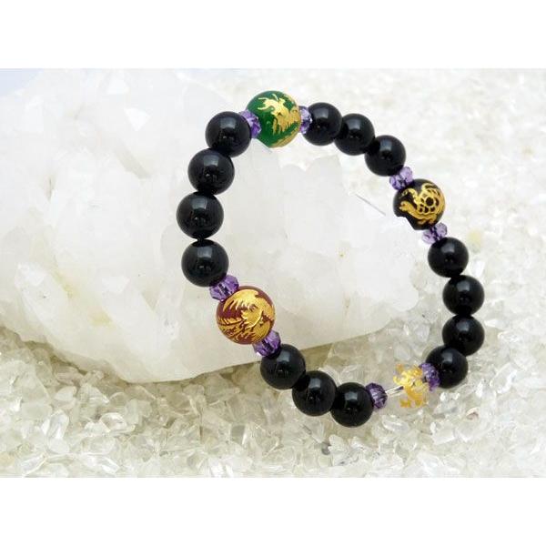 四神 オニキス 赤 緑 メノウ 水晶 パワーストーンブレス 8mm | 