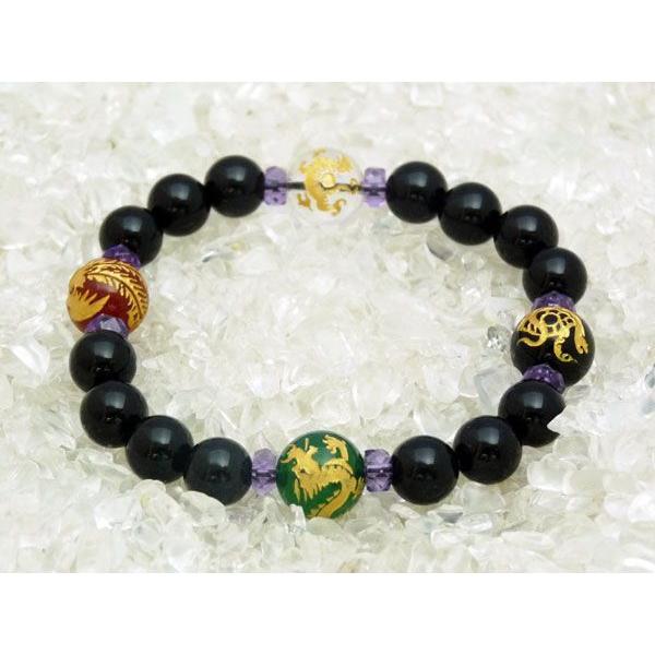 四神 オニキス 赤 緑 メノウ 水晶 パワーストーンブレス 8mm |  | 01