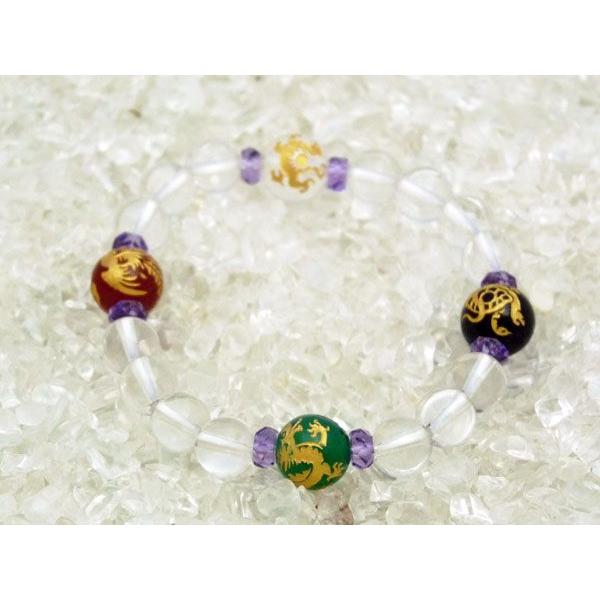 四神 赤 緑 メノウ オニキス 水晶 パワーストーンブレス 8mm |  | 01