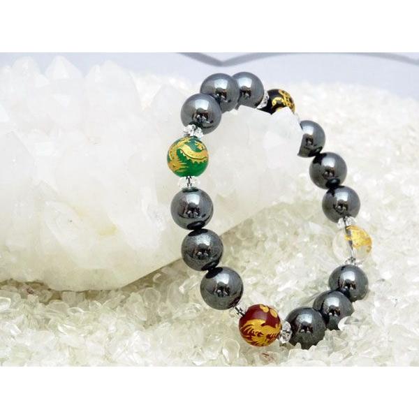 四神 赤 緑 メノウ オニキス 水晶 ヘマタイト パワーストーンブレス 10mm | 